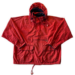 Vintage Rubbish Jacket Mens Medium Red Anorak Hooded Windbreaker Pullover 90s